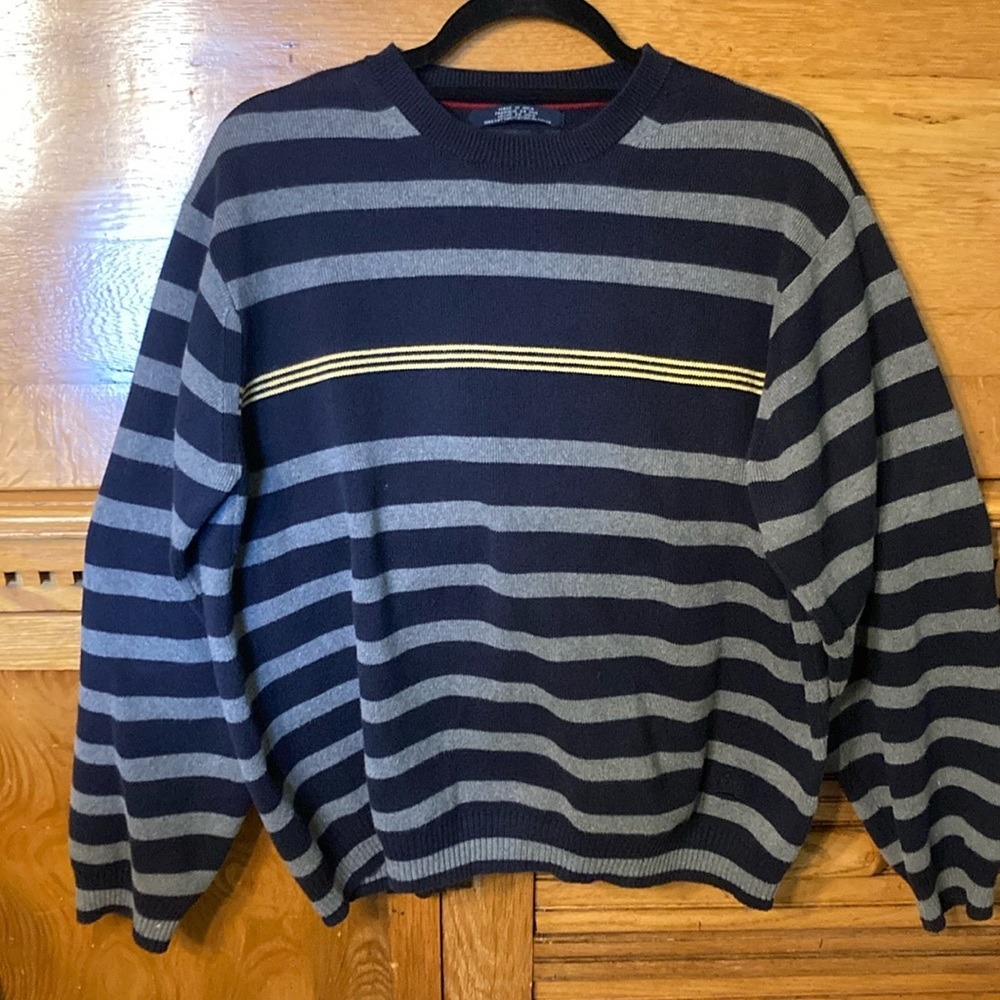 Tommy Hilfiger Mens 90s Preppy Collegiate Striped Cotton Crewneck Sweater Medium